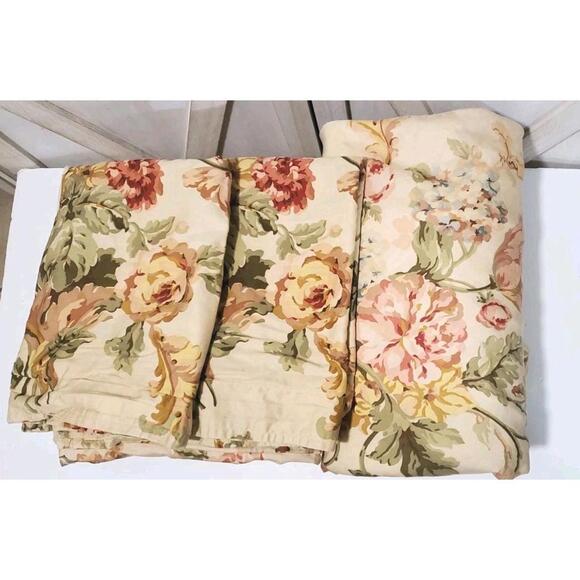 Vintage Ralph Lauren Floral Full / Queen Sheet Sussex Gardens 5 Pc Set! Duvet - Picture 1 of 14